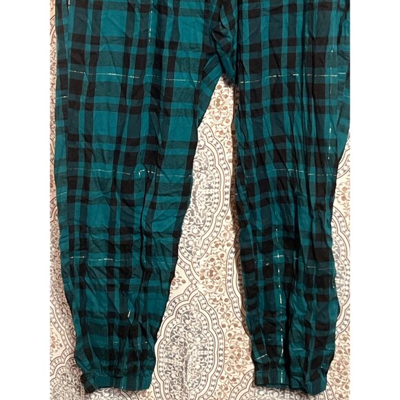 Victorias Secret Plaid Metallic Jogger Lounge Pants Teal Black Checkered XL - Picture 7 of 10